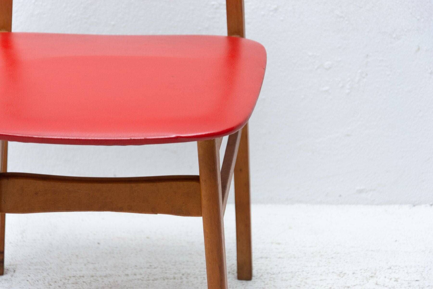 Mid-century colour chair, vintage wooden accent seating, 1960s