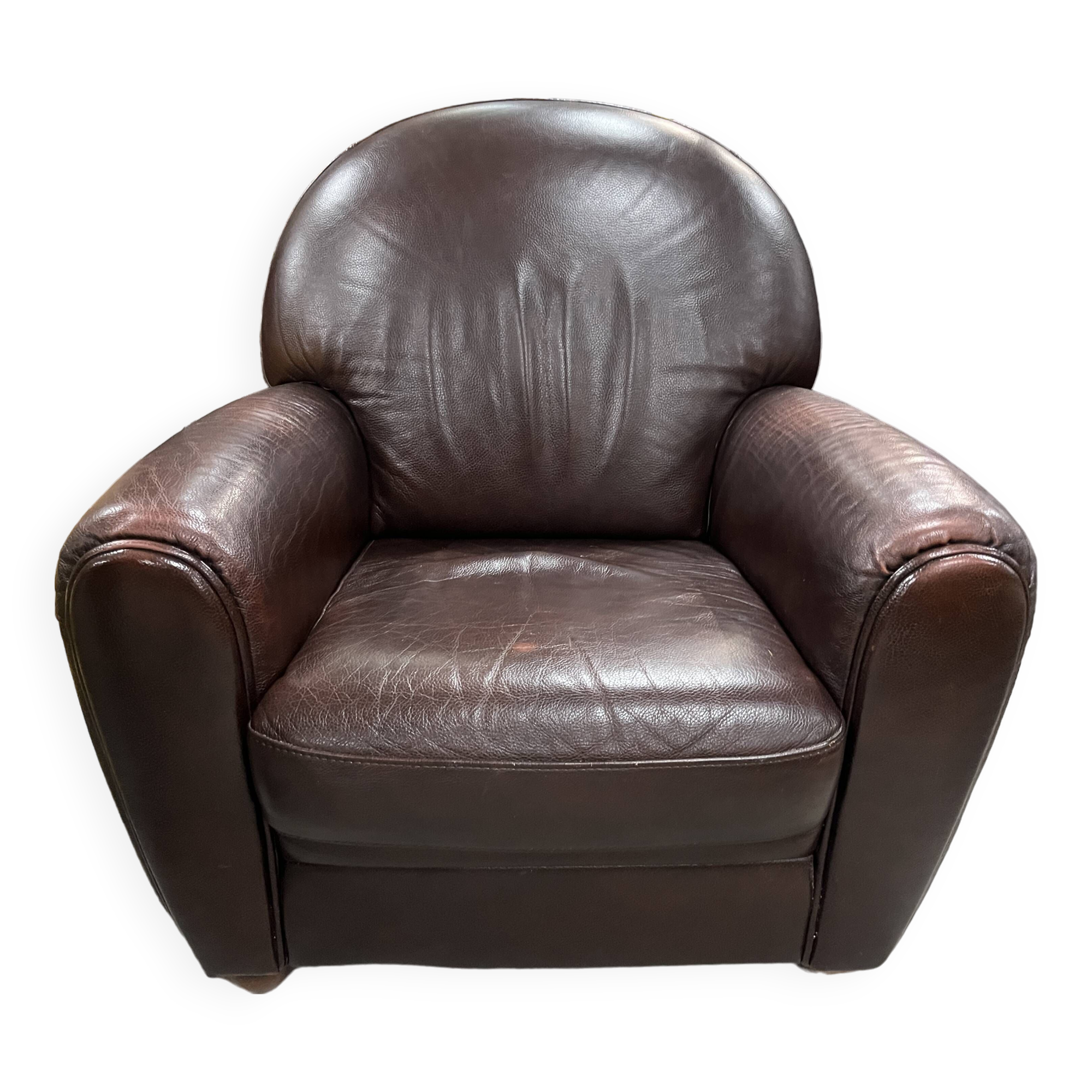 Brown leather club chair