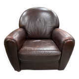 Brown leather club chair