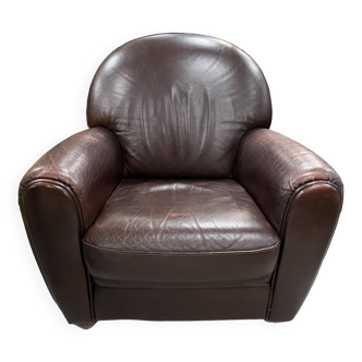 Brown leather club chair