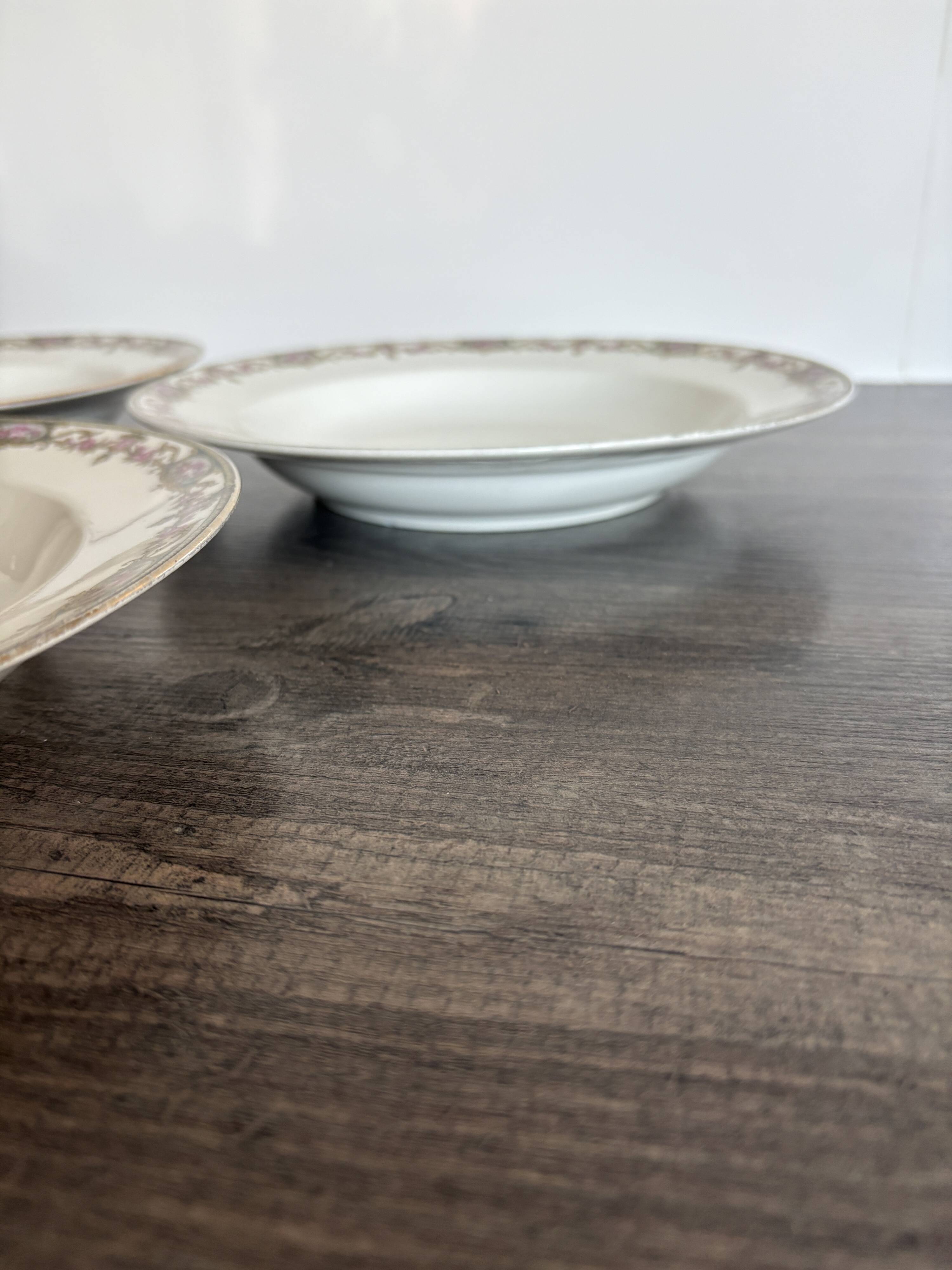 Set of three deep plates Limoges L.S. Floral Belle Époque decoration