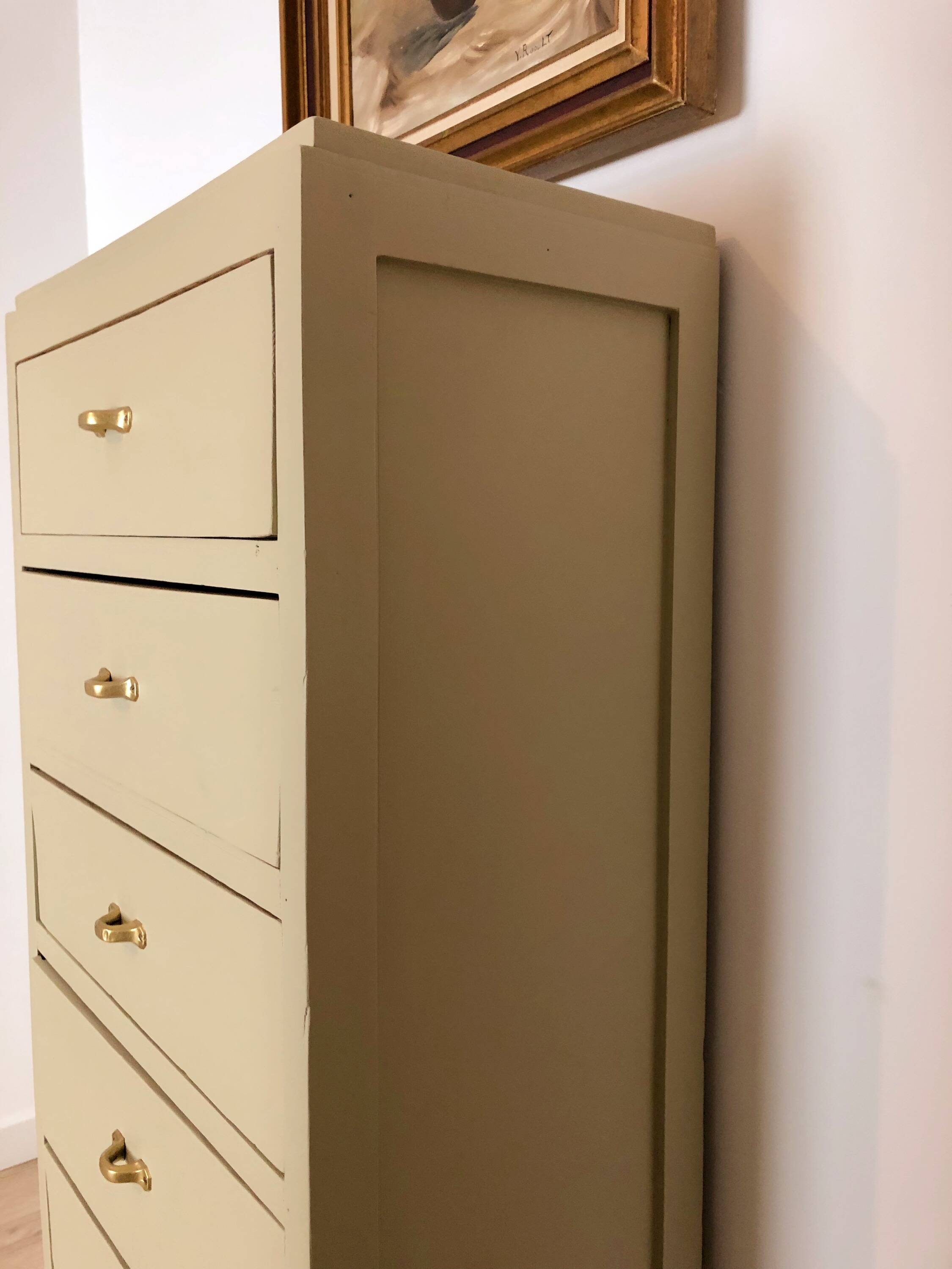 Vintage chiffonier revisited in Artichoke Cream