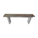 Bench in grey with wheels, bleached wood seating waxed finish
