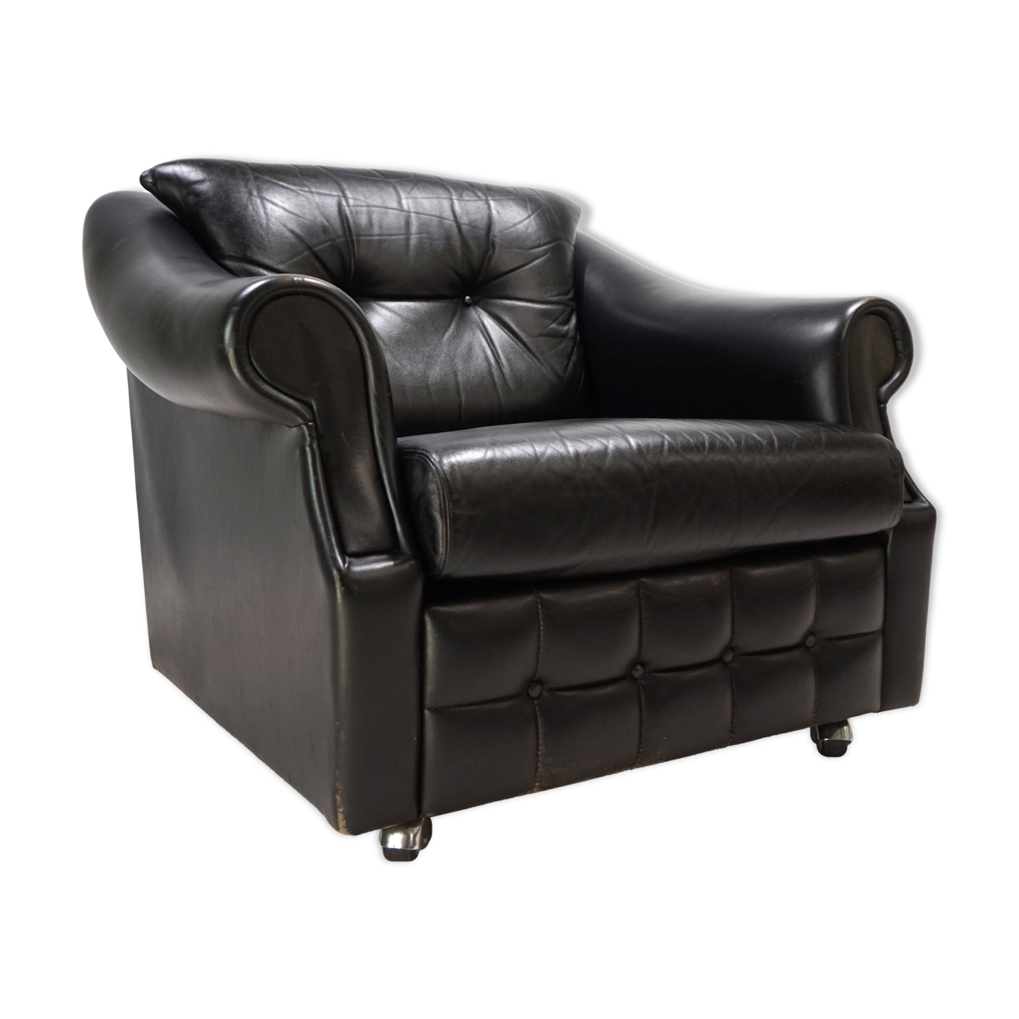 Fauteuil Art Déco en cuir, France 1960