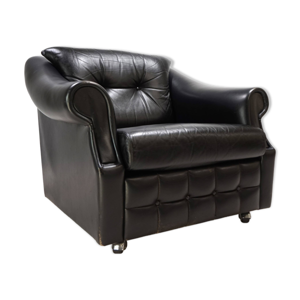 Fauteuil Art Déco en cuir, France 1960
