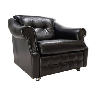 French Art Deco leather armchair, 1960