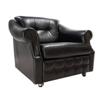 Fauteuil Art Déco en cuir, France 1960