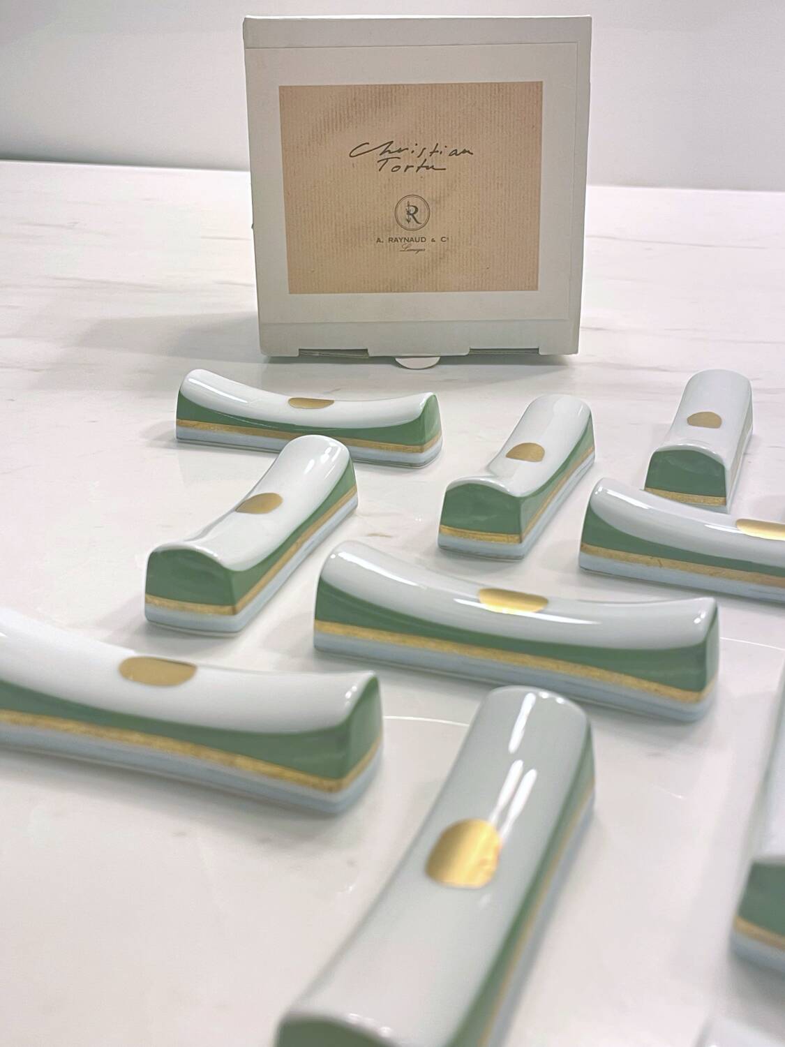 Set of 12 Raynaud porcelain cutlery rests Christian Tortu collection