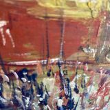 Oil on wood, “village festival”, Italy, 1960s