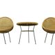 1950s Italian Rattan Basket Chairs & Matching Bistro Table Set