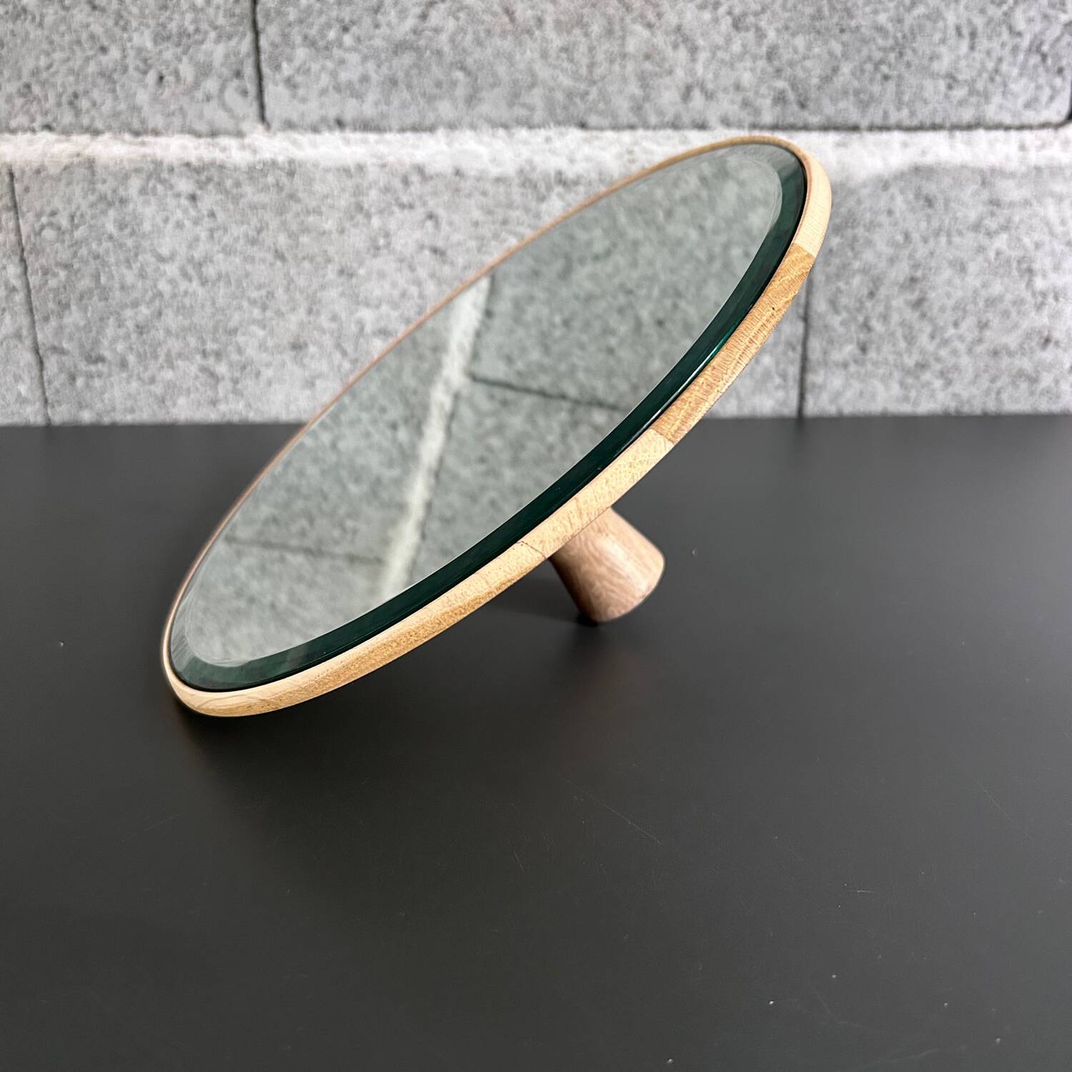 Woud oak beveled mirror