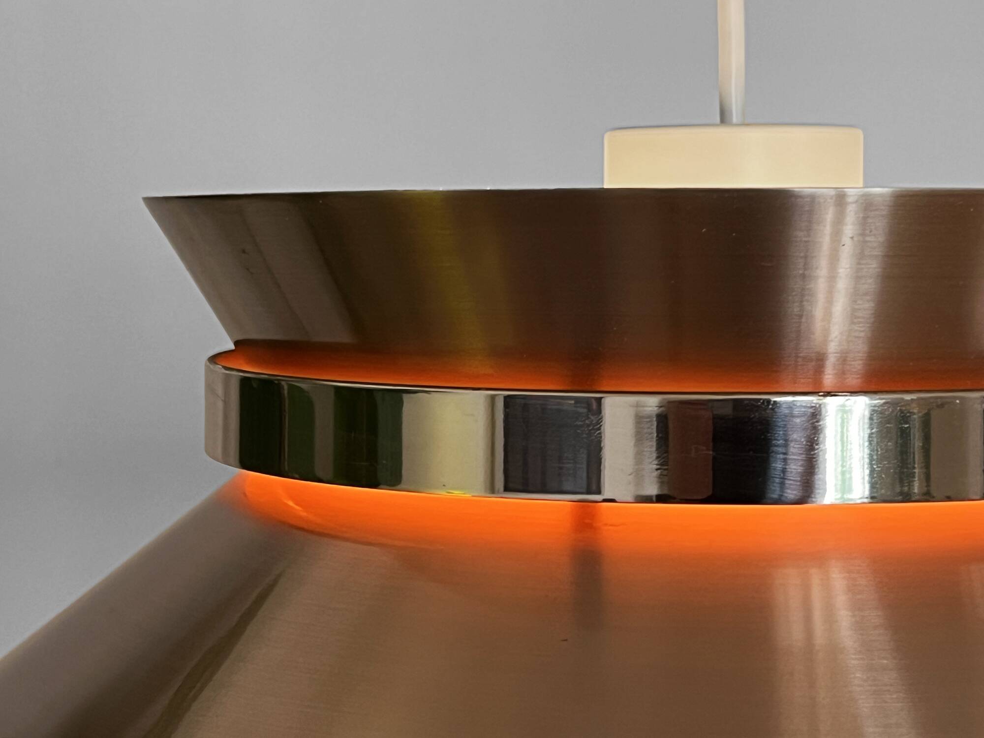 Copper colored aluminium pendant light by Carl Thore for Granhaga Metall. Sweden 1970s