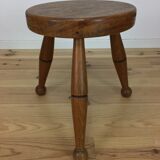 Tabouret tripode chêne massif art déco