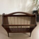 Vintage magazine rack in wood and metal