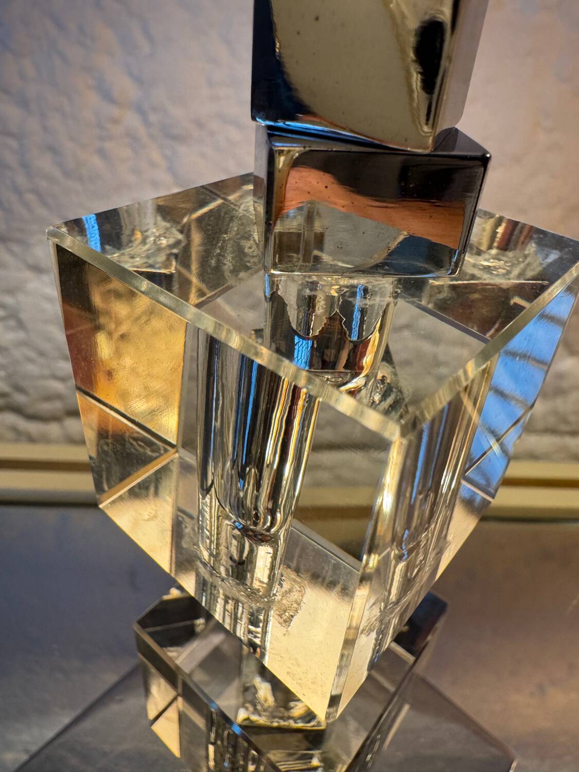 Art Deco lamp in chrome and crystal