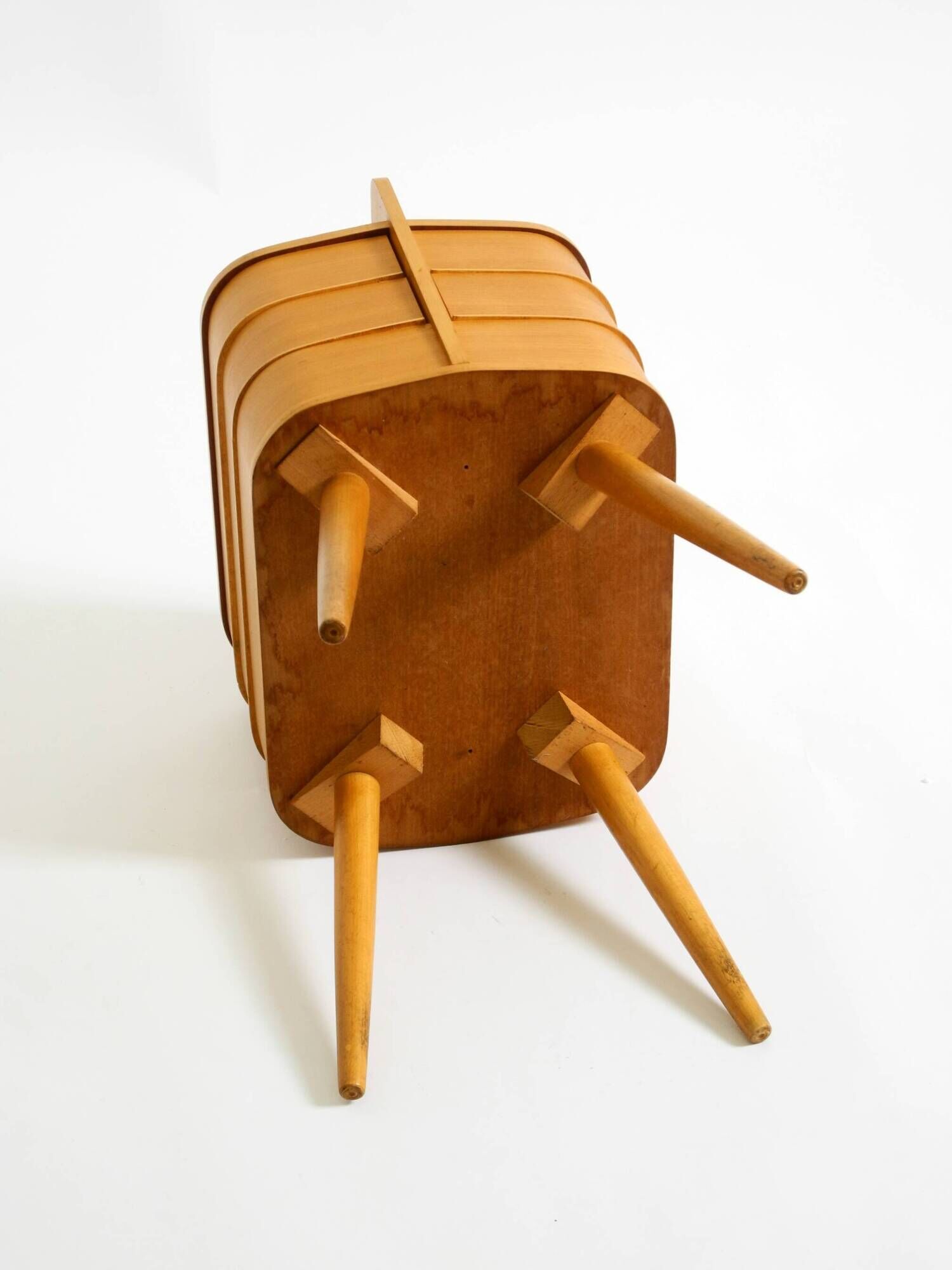 Beautiful original Mid Century teak sewing box with hinged compartments