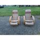 Pair of colonial rattan deck chairs