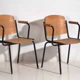 Vintage Style Dining Chairs with Arms (c.1950). Set of 4 Pieces