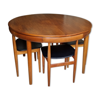 Scandinavian teak dining table and 4 chairs Hans Olsen Frem Rojle