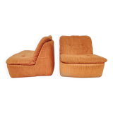 Pair of orange armchairs, 1970