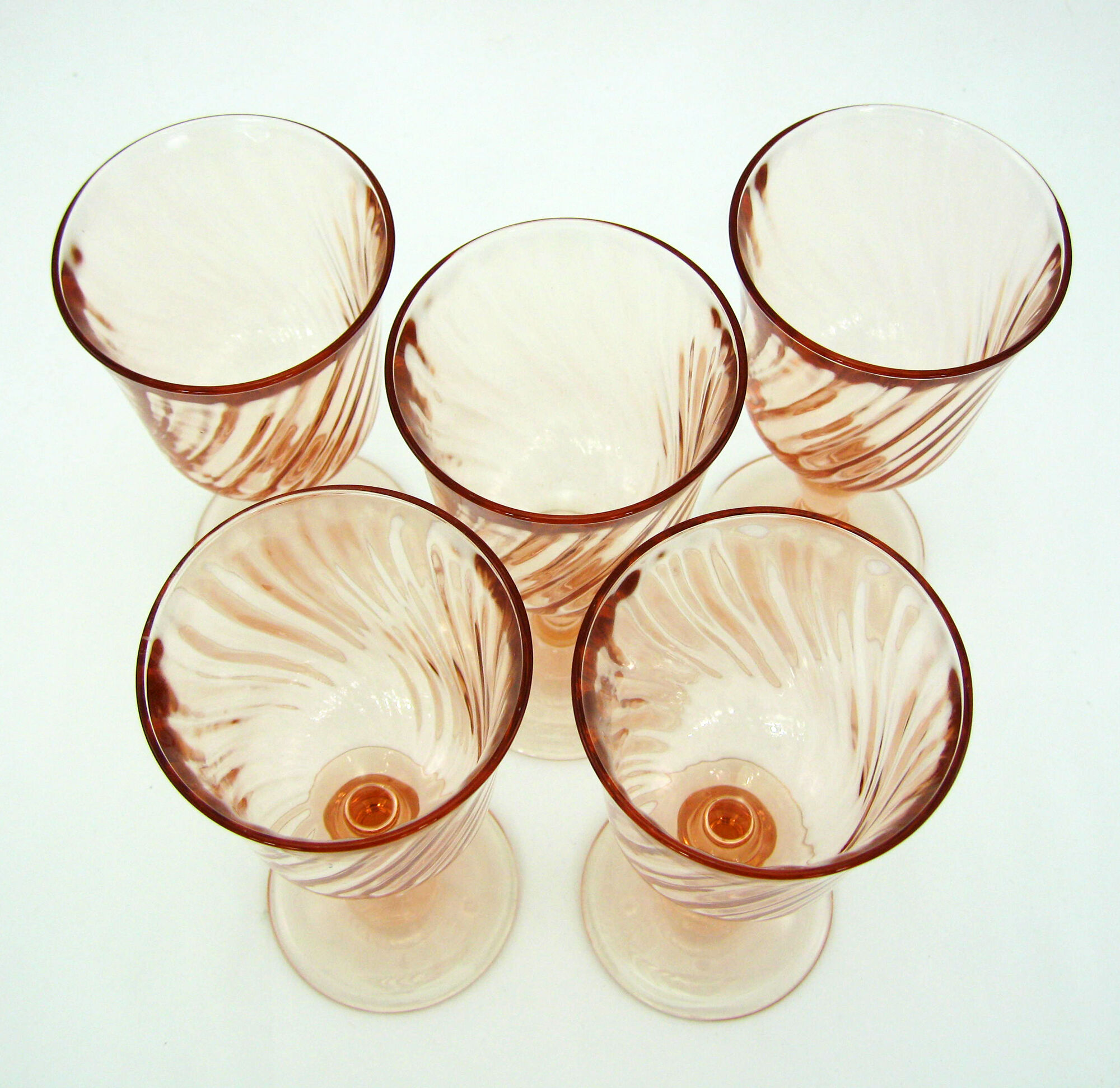 5 stemmed glasses - Rosaline Luminarc Arcoroc France - vintage 80s