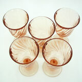 5 stemmed glasses - Rosaline Luminarc Arcoroc France - vintage 80s
