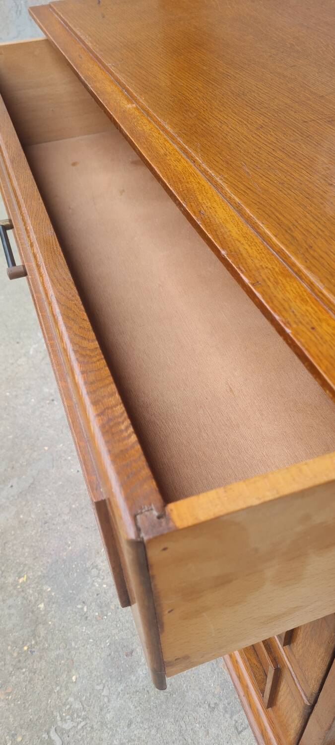 Oak compass foot chest of drawers 1960