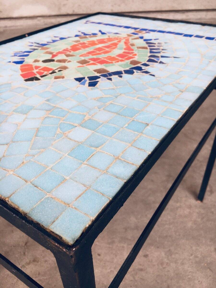 Vintage Mosaic Tile Side Table, Belgium, 1960s