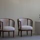 Pair of Danish armchairs in beech, reupholstered in lambswool, Art Nouveau, 1900s.