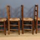 Set of 4 rush-seated chairs in cherry wood – late 19th century