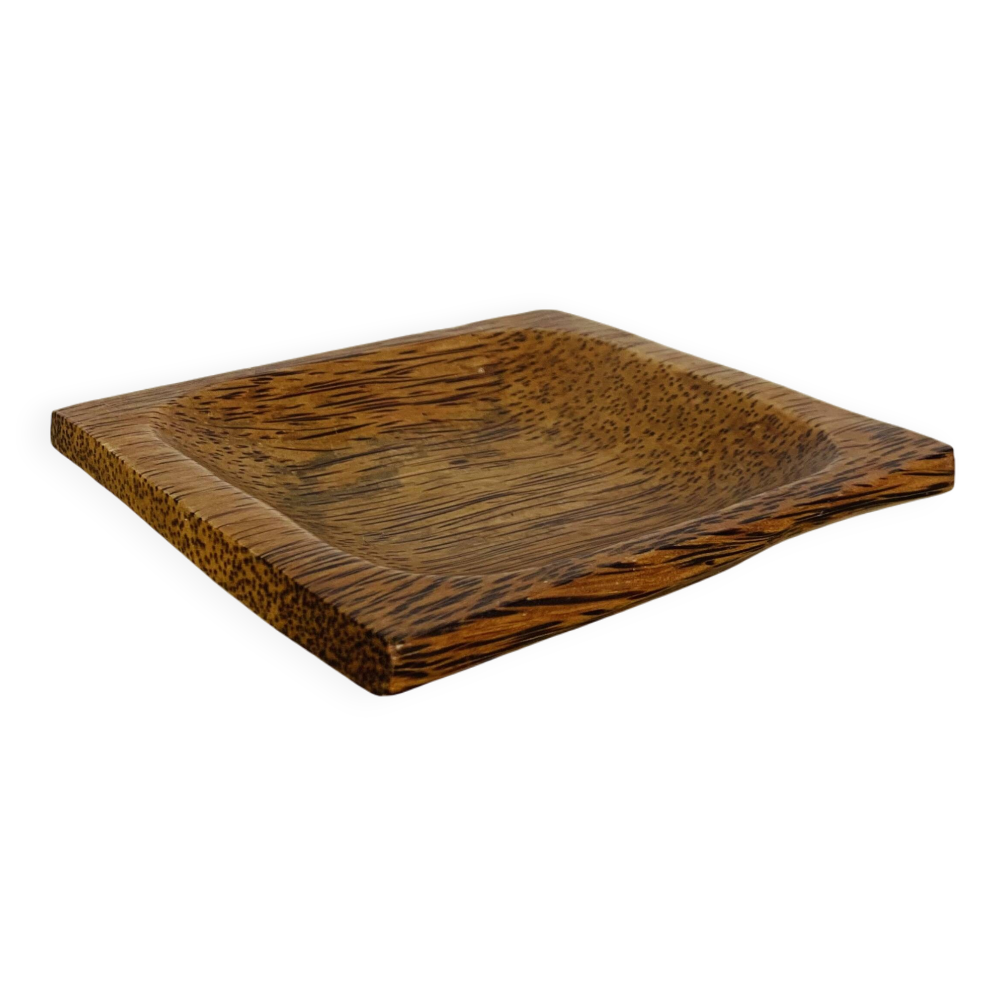 Square palm wood pocket emptier, vintage
