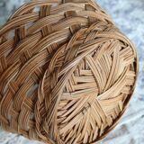 Vintage Round Natural Wicker Basket - Rustic Cross Weave