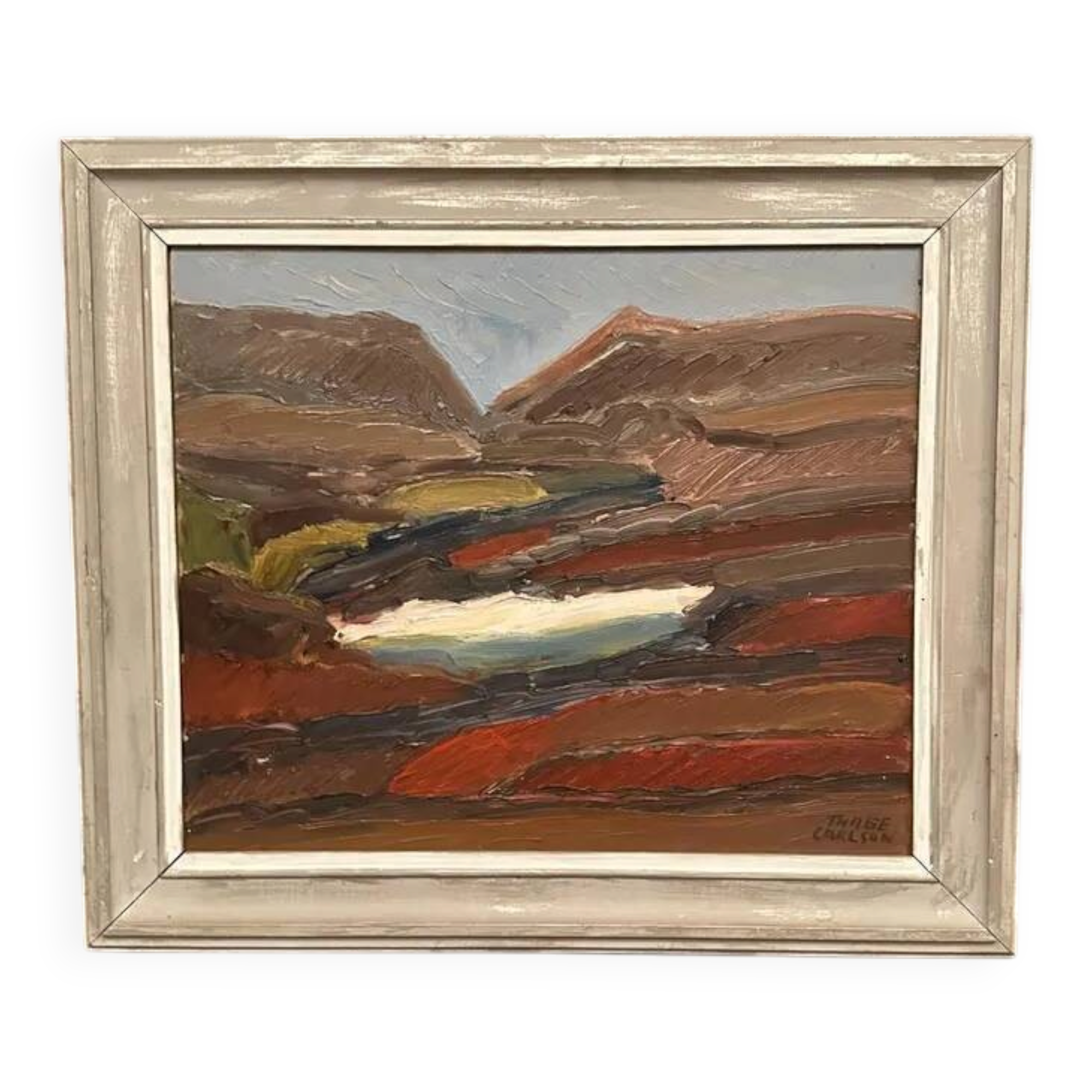 Original Swedish Oil on Panel – “Rustic Landscape” by Thage Carlson – Signed – Vintage & Framed – 72 × 61 cm (28.3" × 24")