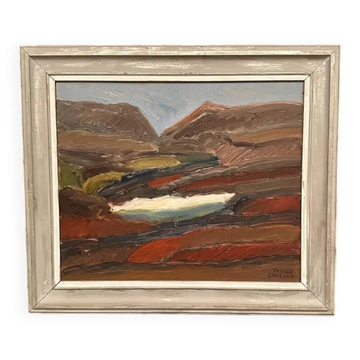 Original Swedish Oil on Panel – “Rustic Landscape” by Thage Carlson – Signed – Vintage & Framed – 72 × 61 cm (28.3" × 24")