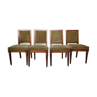 Lot de 4 chaises en acajou et velours