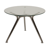 Round table chrome base glass