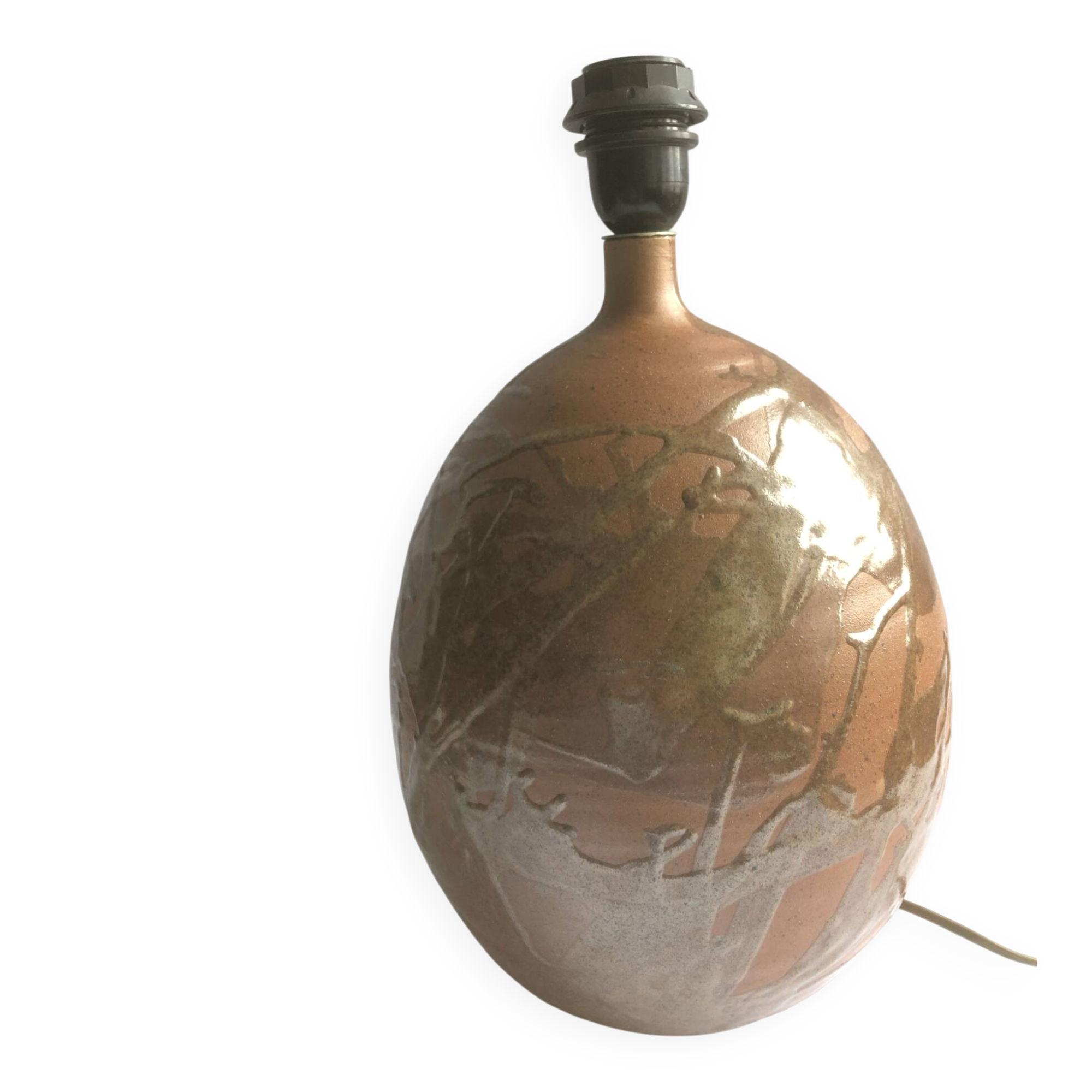 Salt-glazed stoneware lamp base from the workshop "Les Cyclades"