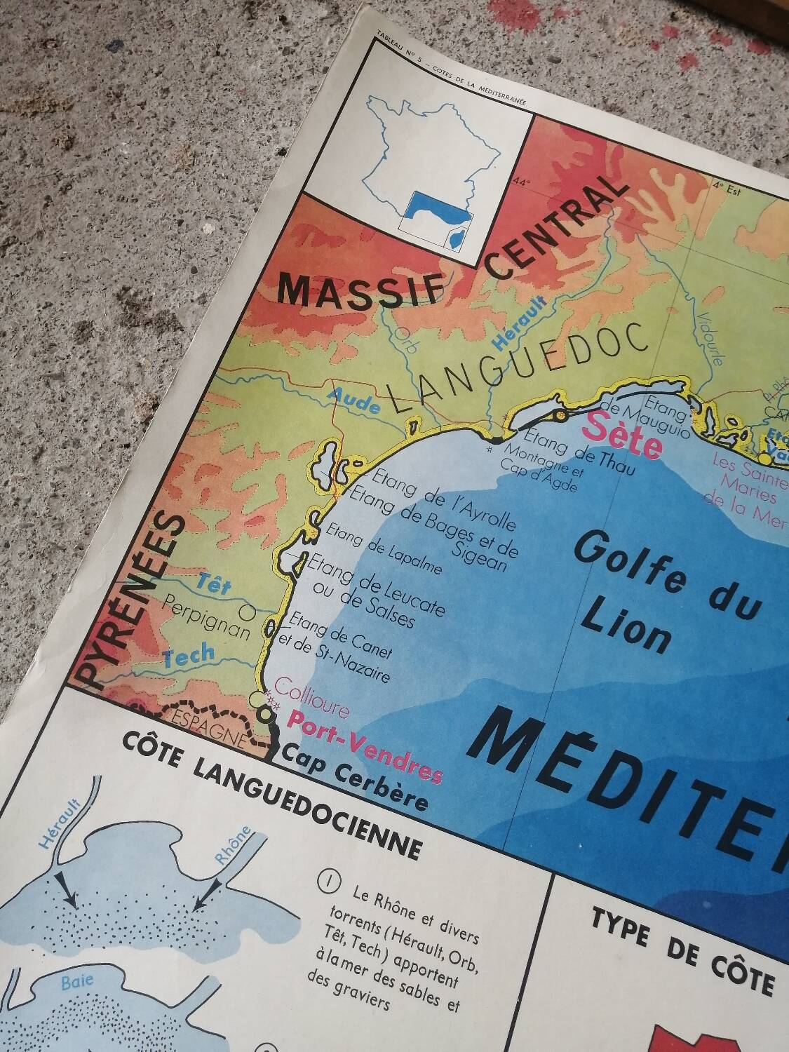 Carte scolaire vintage mdi FRANCE Méditerranée