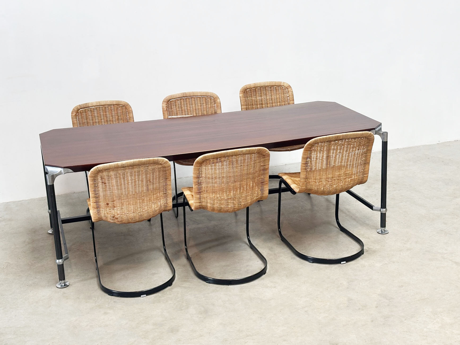 Set of six Cidue rattan dining chairs