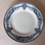 Flat plate in ironstone "Medallion" blue from St Amand and Hamage