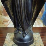 Ancient statue of the Virgin Mary – patinated cast on a marble base