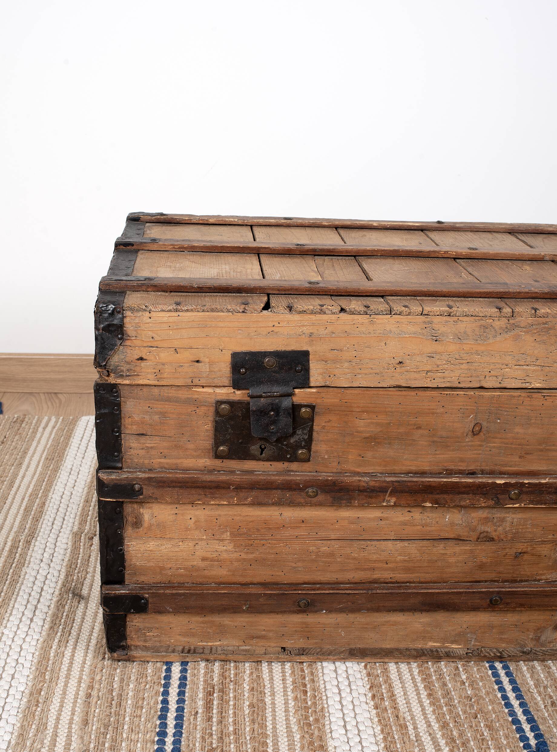 Large old trunk, wood and steel
