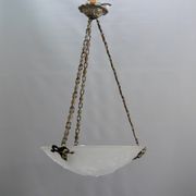 French Art Deco glass pendant light with chain suspension, Muller Frères Lunéville, 1920s-1930s
