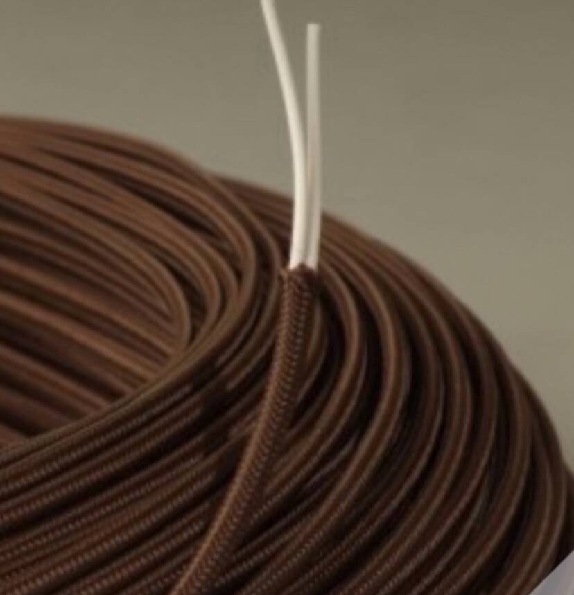 Wooden lamp, new 2M fabric cable, cotton lampshade