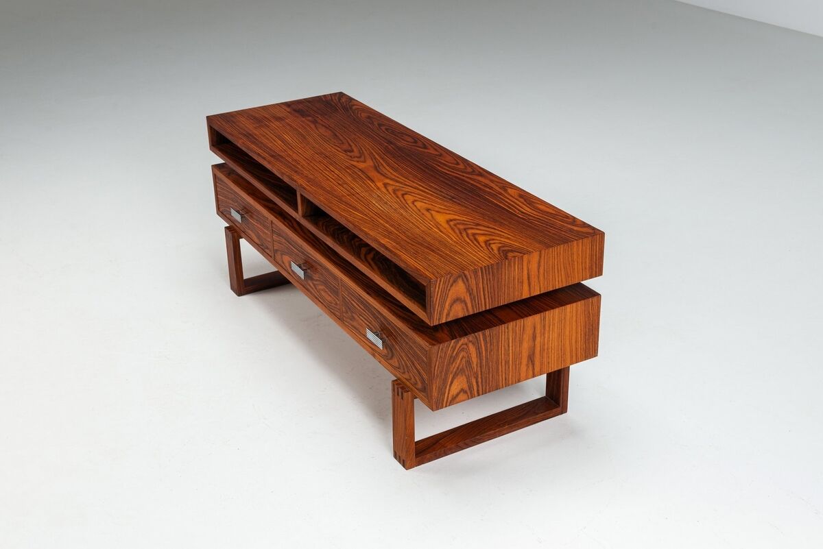 Mid-century modern floating media console in rosewood, Denmark, 1960