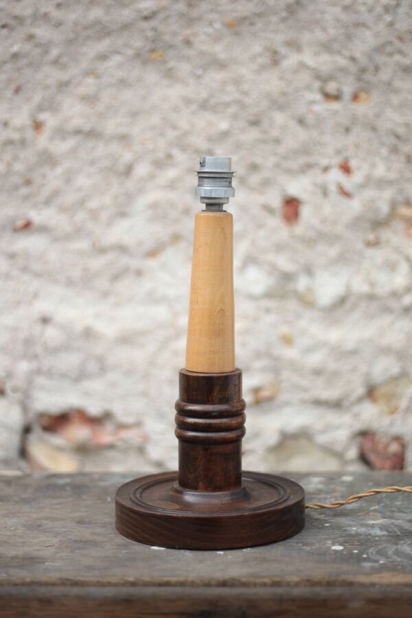 Lampe bois art déco style , pied de lampe bois vintage, lampe à poser