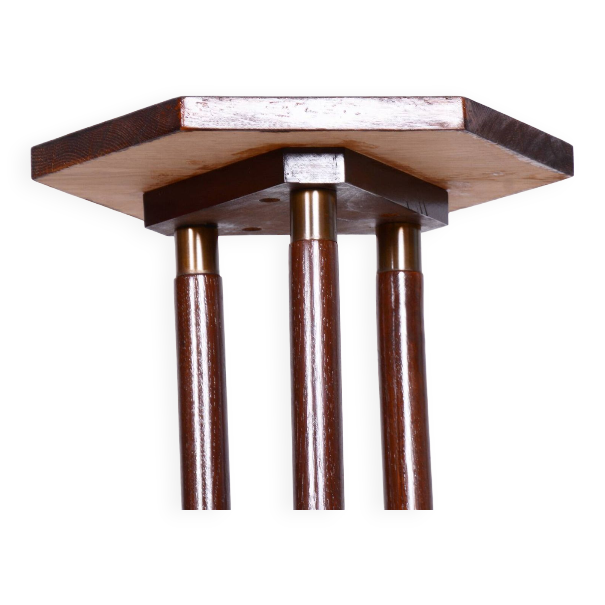 Restored ArtDeco Oak Pedestal, Revived Polish, Czechia, 1920s
