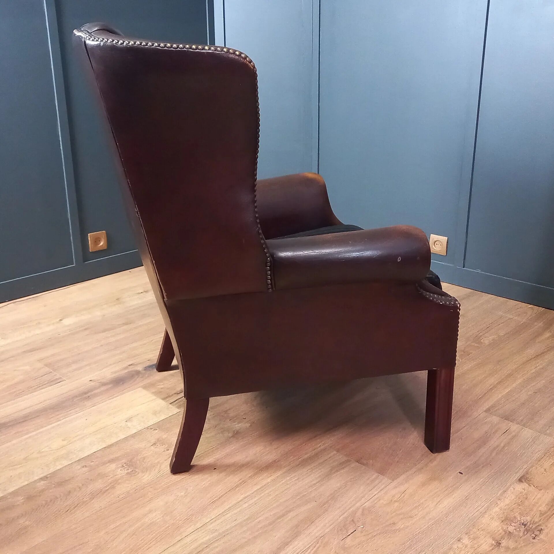 2x Chesterfield wingback armchair