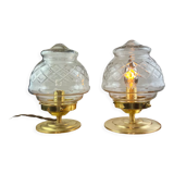 Vintage globe table lamp engraved and transparent chiseled