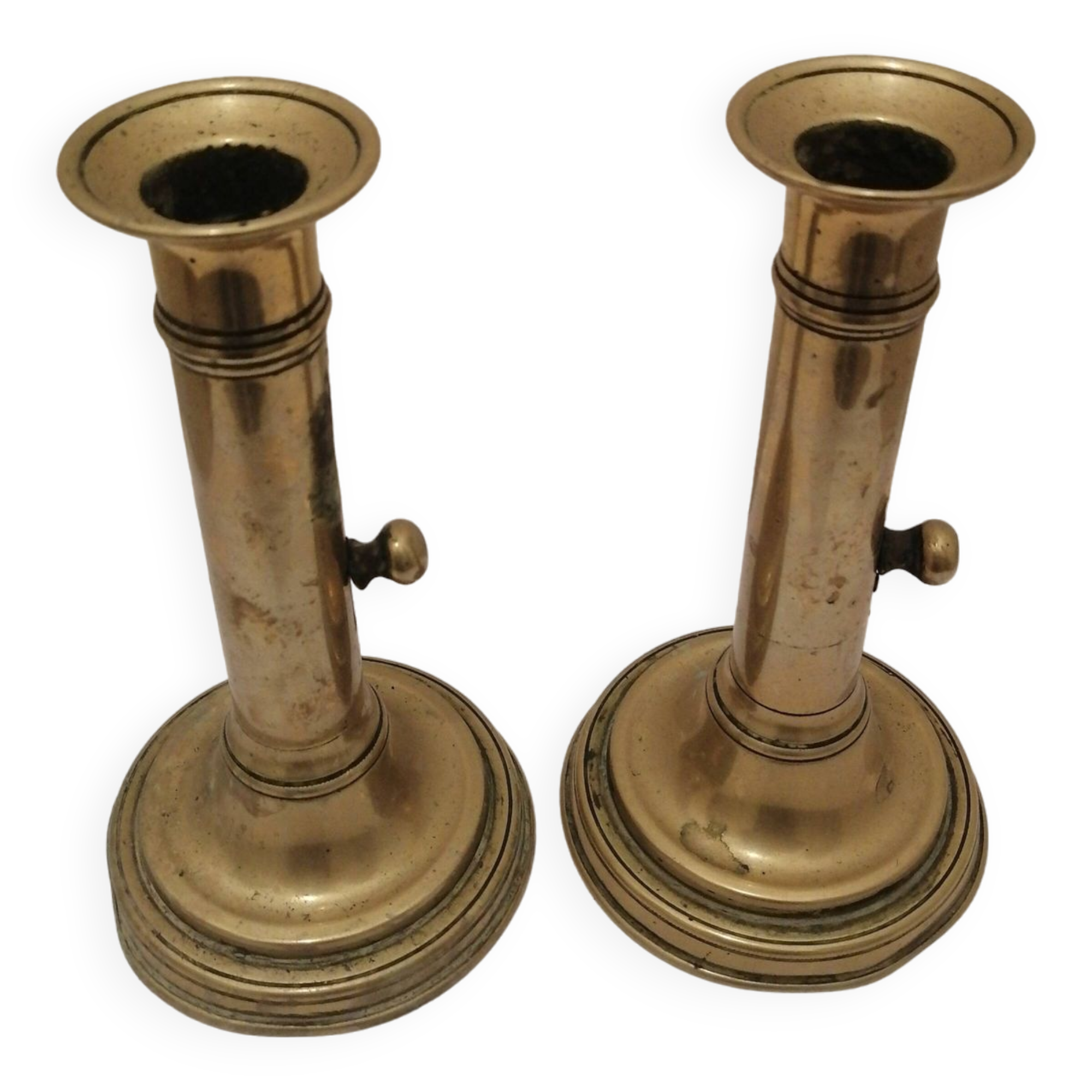 Two vintage copper candle holder